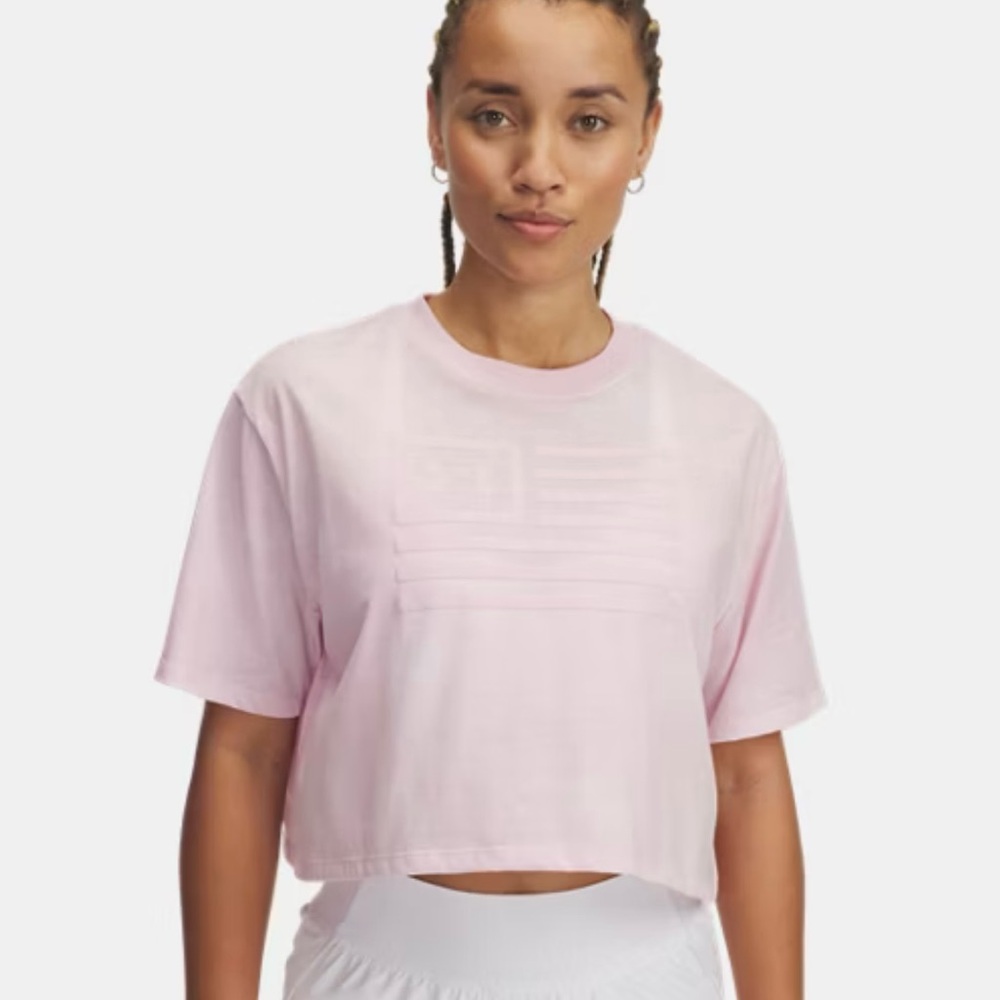UNDER ARMOUR FREEDOM Cropped Top - Pink Tye Dye